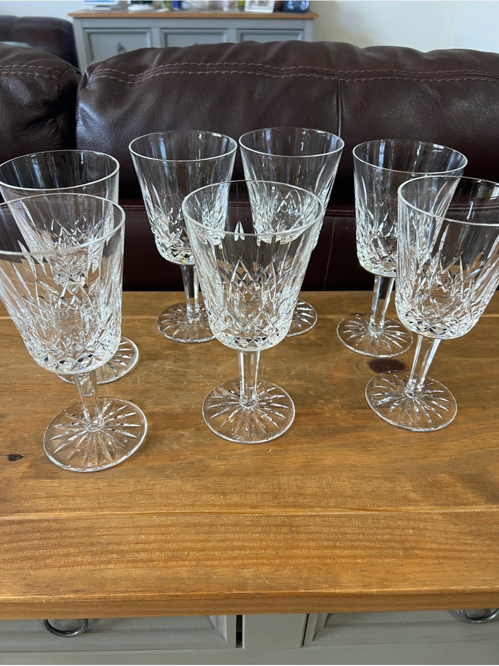 Waterford Lismore water goblets. Set of 7 in perfect condition.